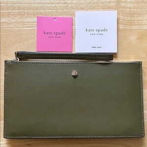 Kate Spade Mila Wristlet Pouch in Dried Moss green